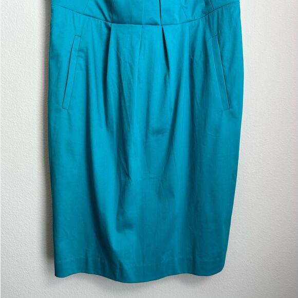 Calvin Klein Turquoise Sleeveless Pleated Cotton Short Mini Dress Women's 8 - Picture 4 of 7